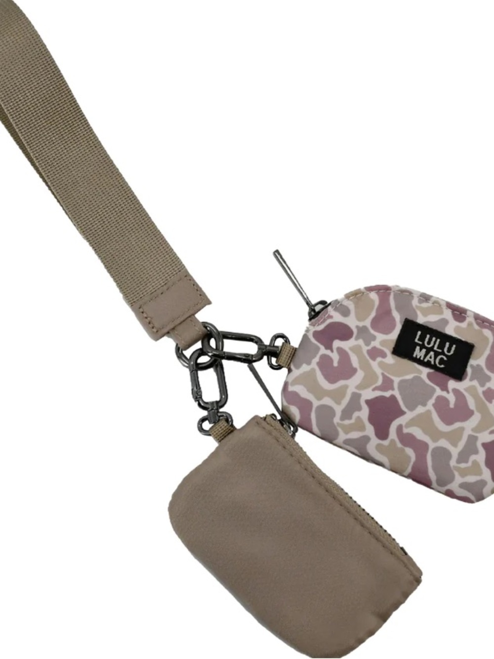 Lulu Mac Pink & Beige Camo Crossbody Pouch Set
